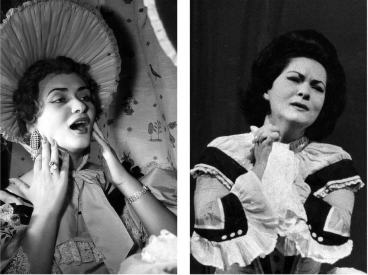 Zeani (stânga) - Musetta la Teatro Comunale di Firenze (1954); (dreapta) - Violetta la Covent Garden (1962)