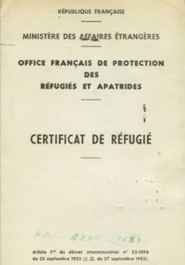 25 - Certificat de refugiat