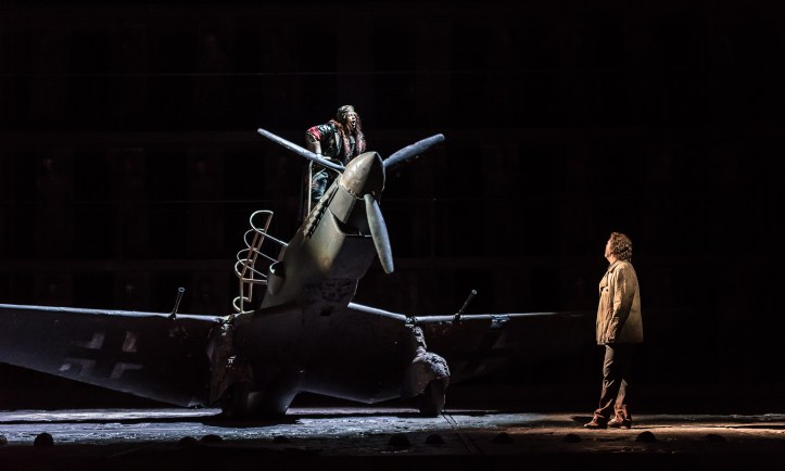 OEDIPE by Georges Enesco; Royal Opera House; Covent Garden; London, UK; 20 May 2016; Johan Reuter as Oedipe; Marie-Nicole Lemieux as Sphinx; Leo Hussain - Conductor; Àlex Ollé - Director; Valentina Carrasco - Associate Director; Alfons Flores - Set designer; Lluc Castells - Costume designer; Peter van Praet - Lighting designer; Photo: © ROH Photographer: CLIVE BARDA