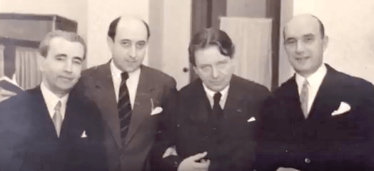 De la stânga la dreapta: Alexandru Theodorescu, Alfred Alessandrescu, George Enescu, George Georgescu